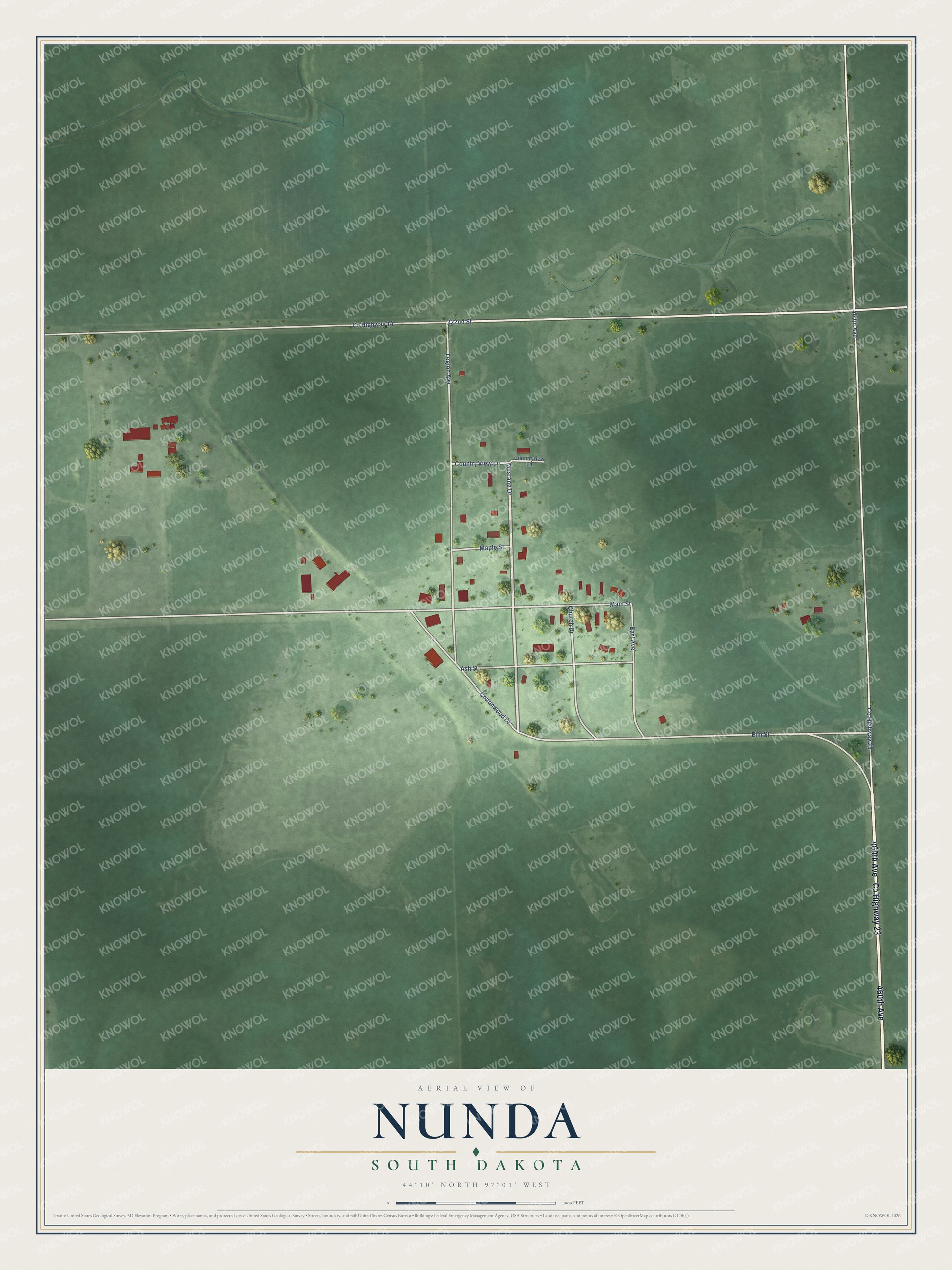 Watermarked full-map preview of Nunda, South Dakota
