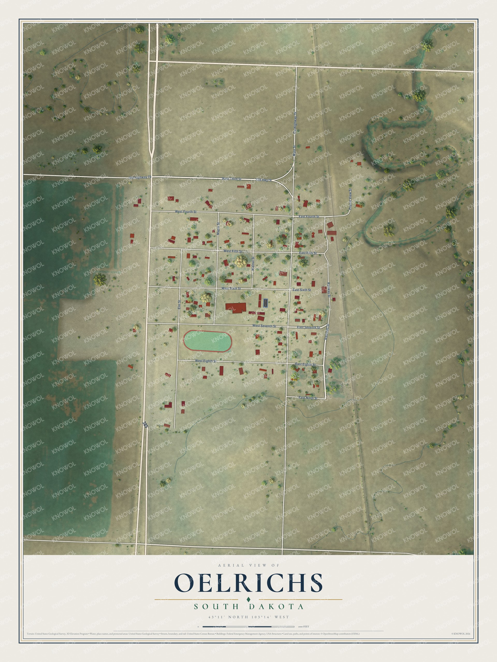Watermarked full-map preview of Oelrichs, South Dakota