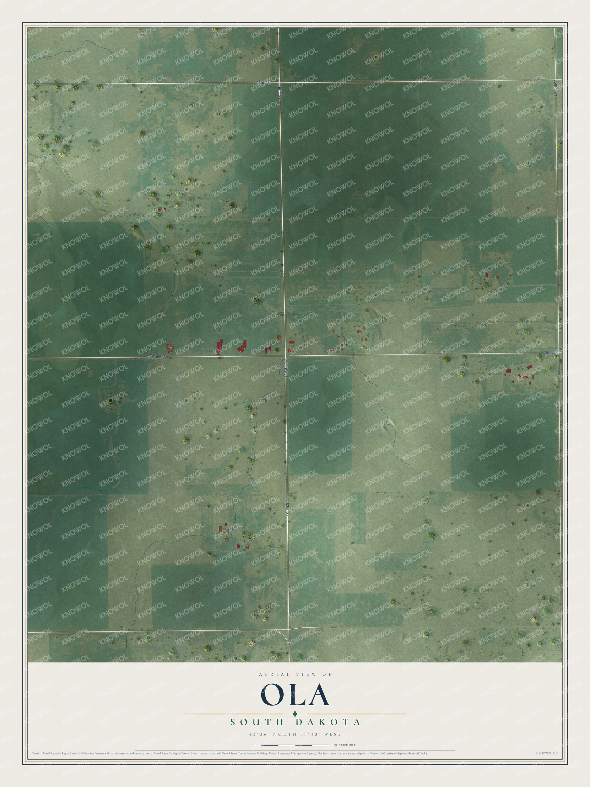Watermarked full-map preview of Ola, South Dakota