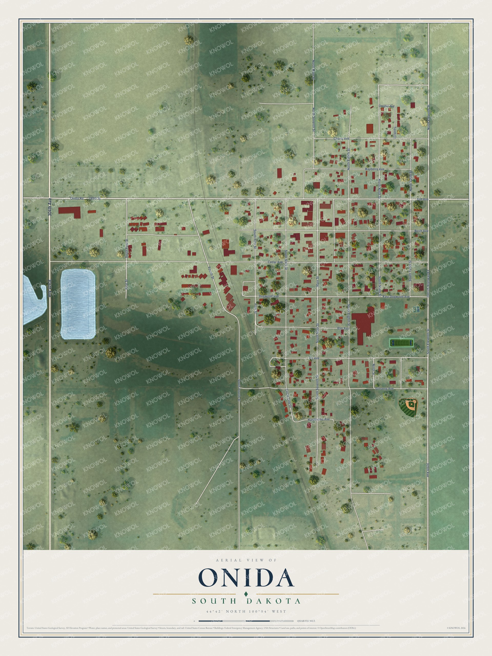 Watermarked full-map preview of Onida, South Dakota