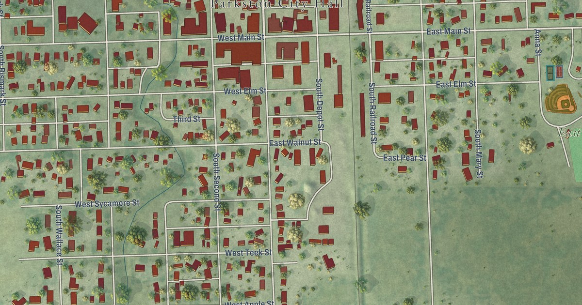 Map of Parkston, South Dakota in 2026