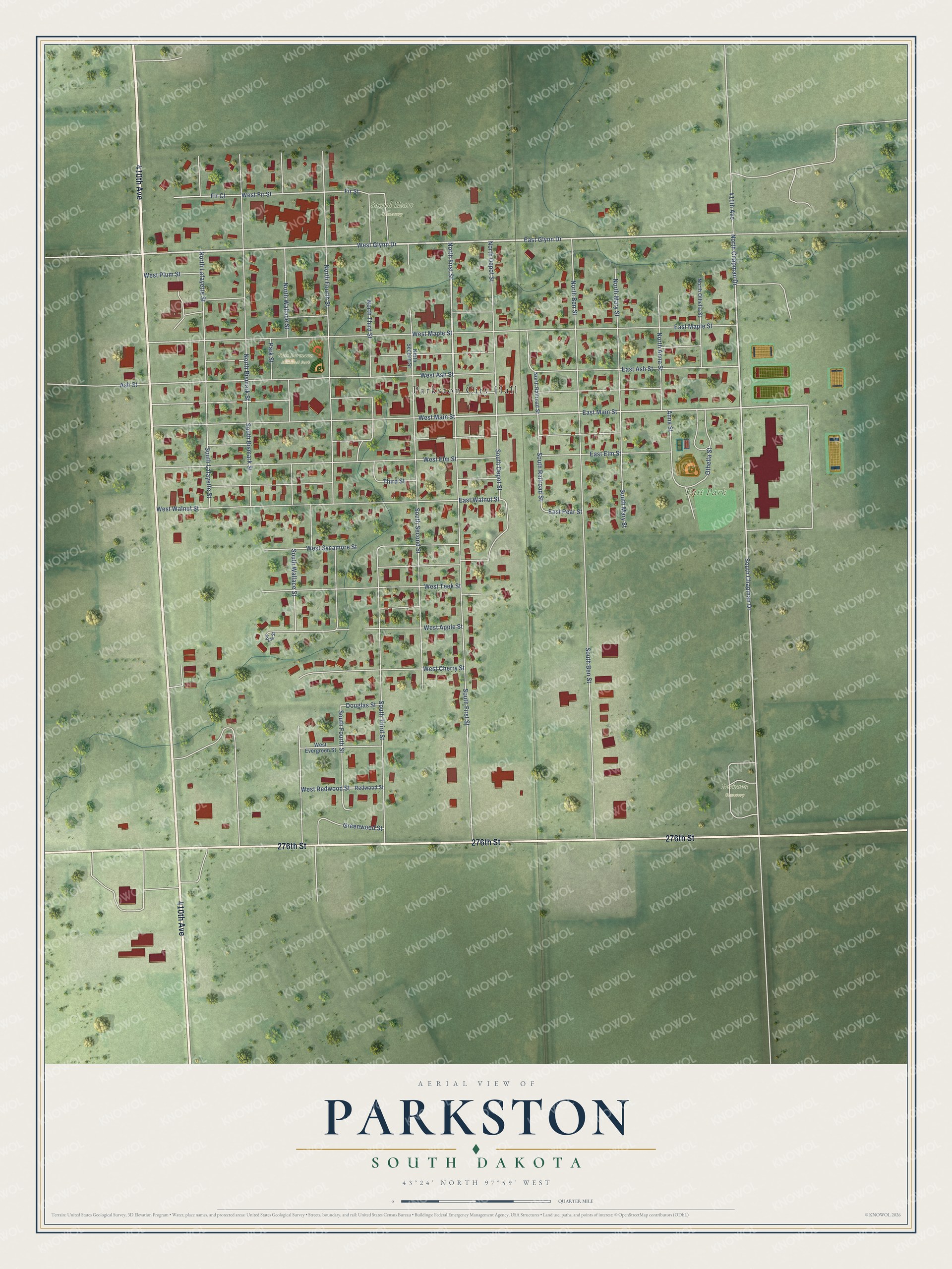 Watermarked full-map preview of Parkston, South Dakota