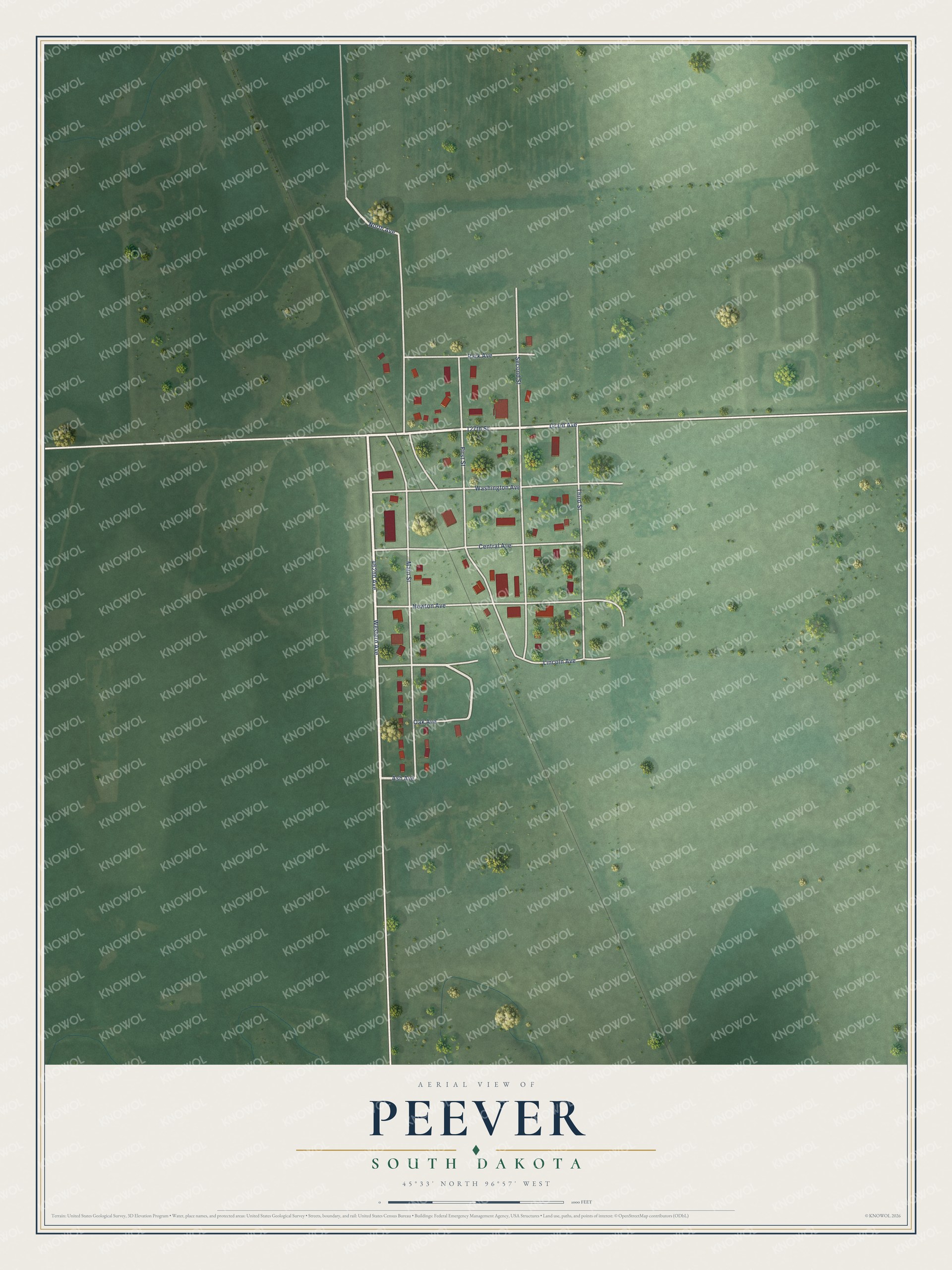 Watermarked full-map preview of Peever, South Dakota