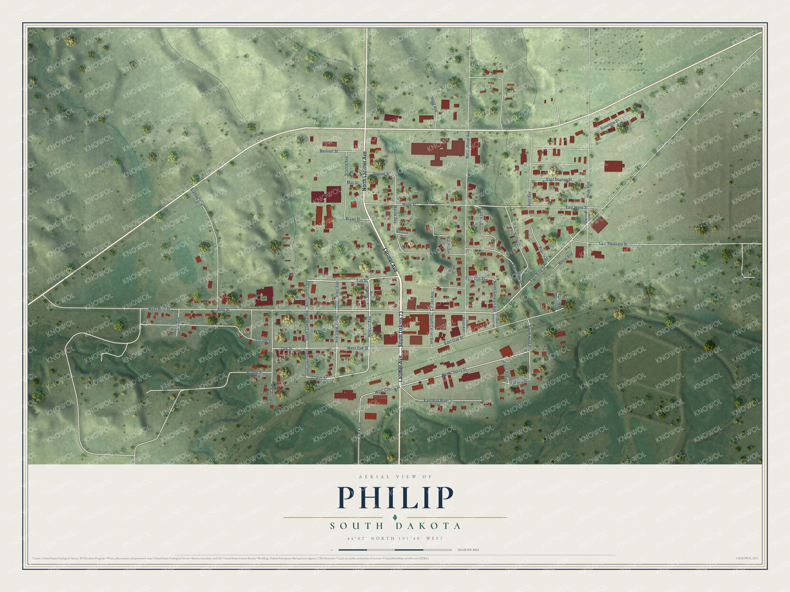 Watermarked full-map preview of Philip, South Dakota