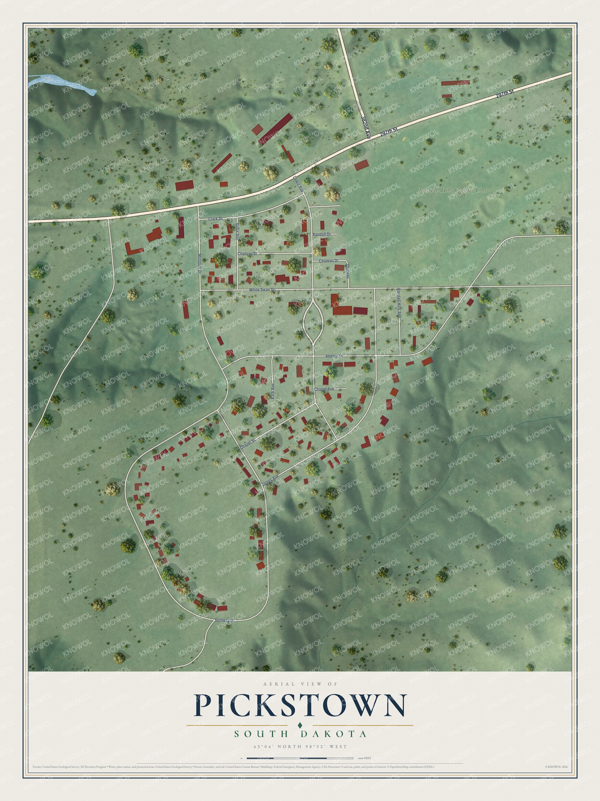 Watermarked full-map preview of Pickstown, South Dakota