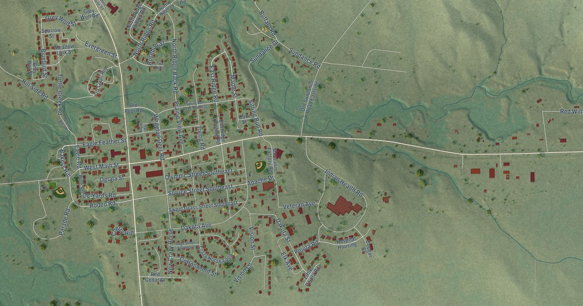 Map of Pine Ridge, South Dakota in 2026