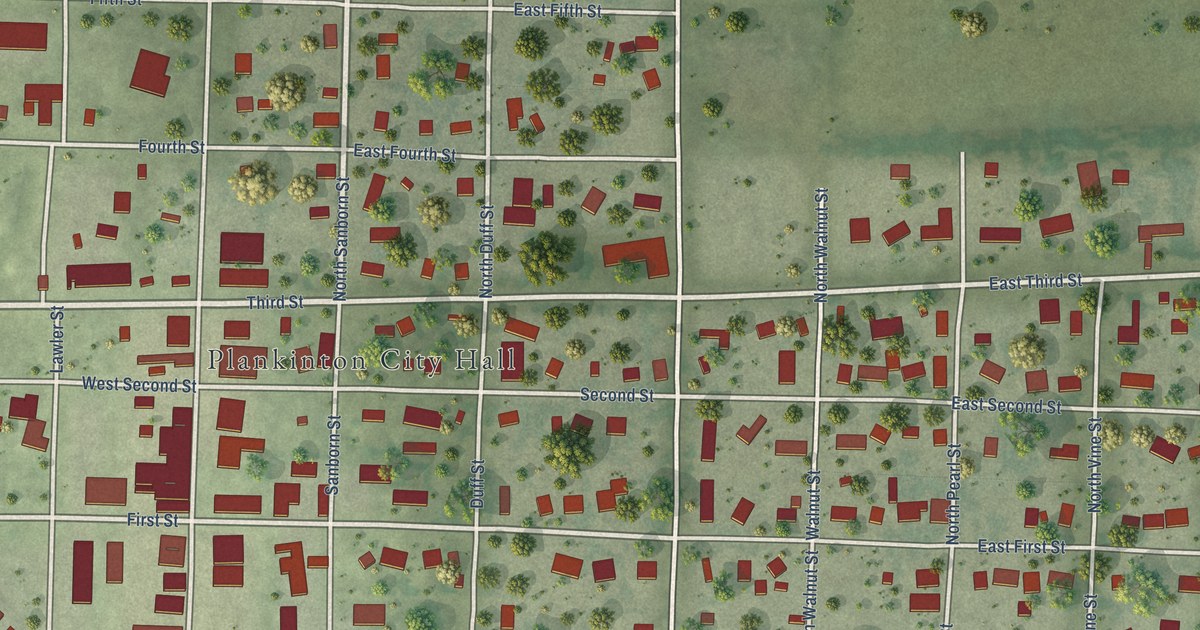 Map of Plankinton, South Dakota in 2026