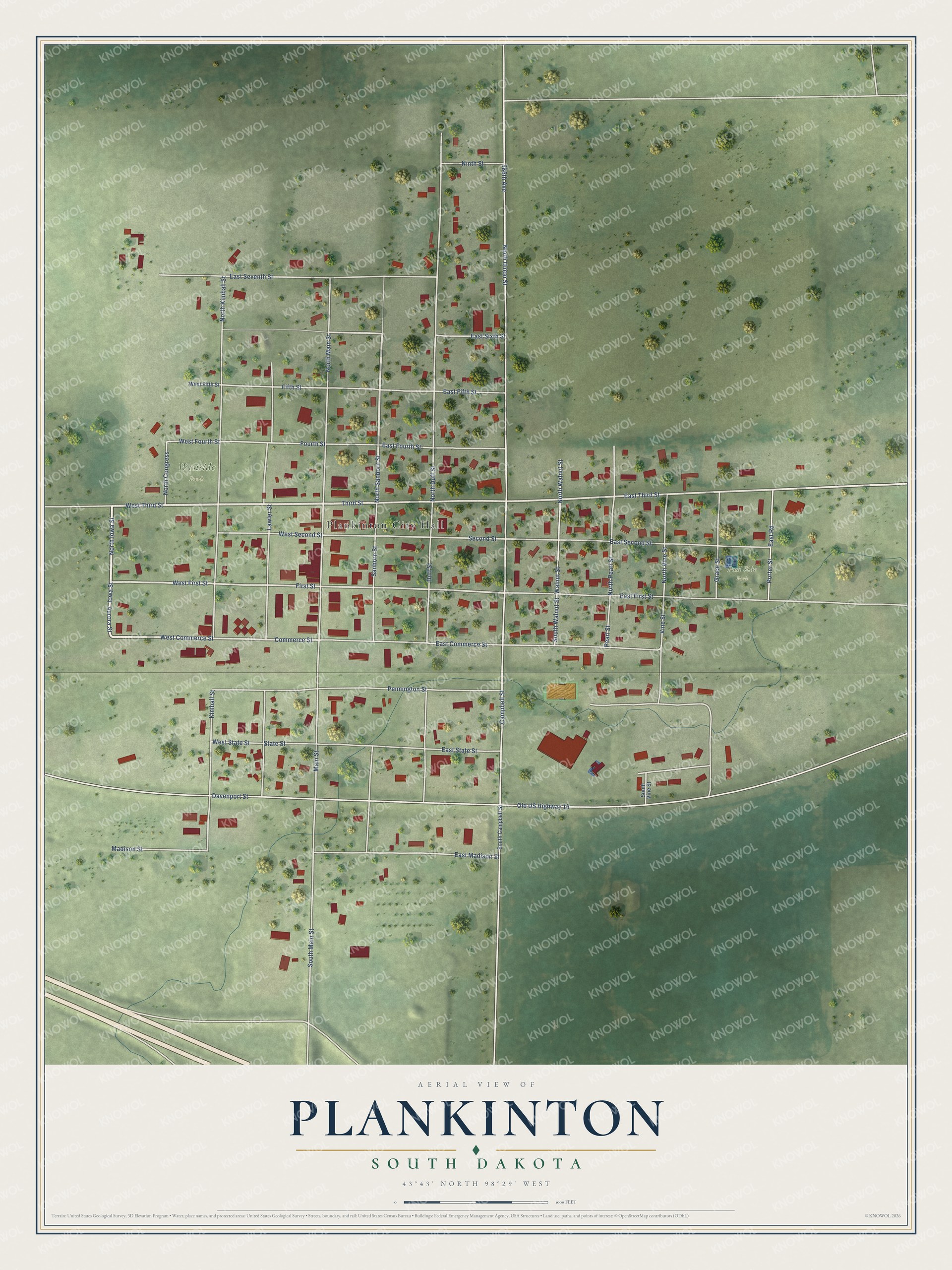 Watermarked full-map preview of Plankinton, South Dakota