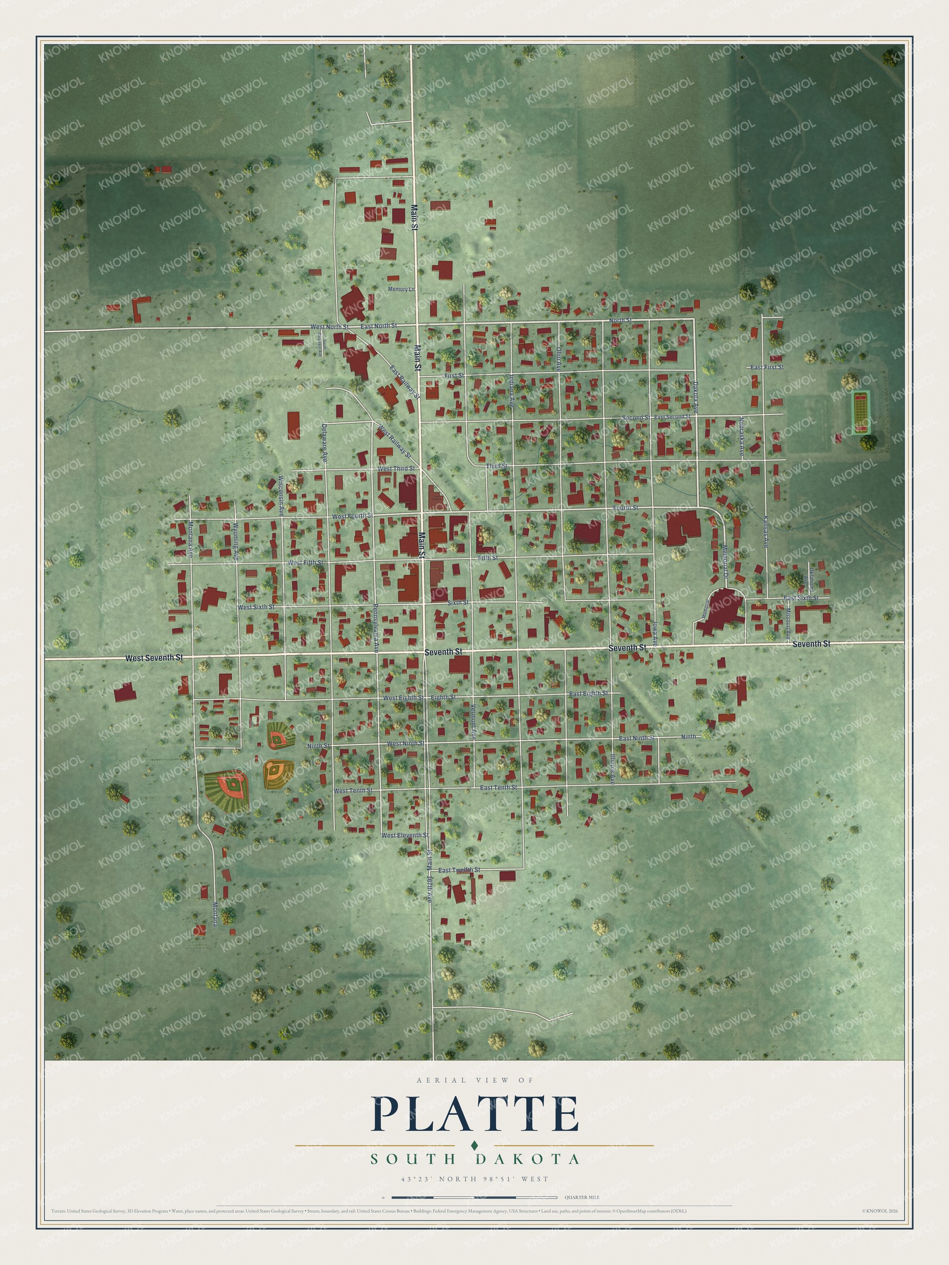 Watermarked full-map preview of Platte, South Dakota
