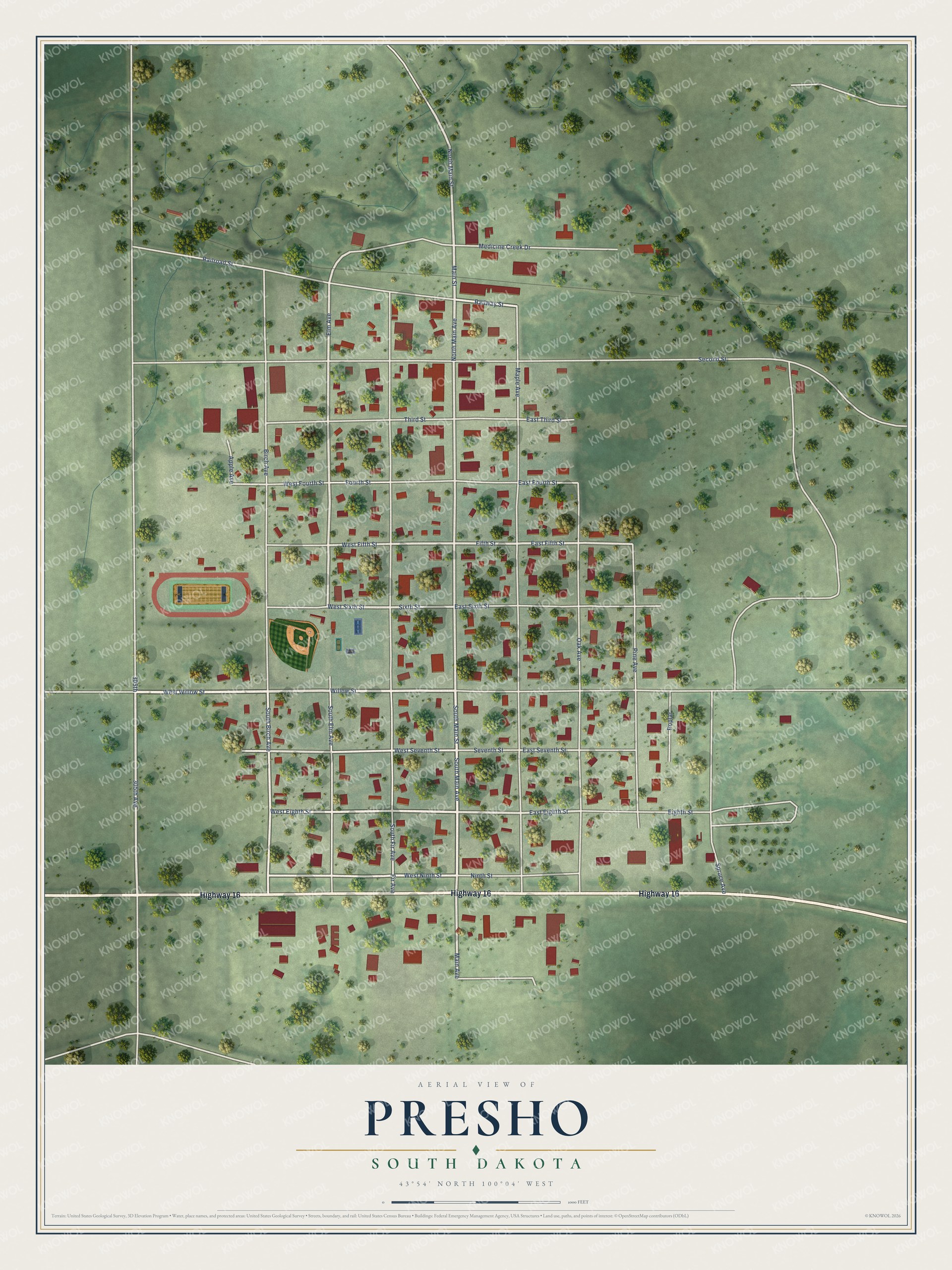 Watermarked full-map preview of Presho, South Dakota