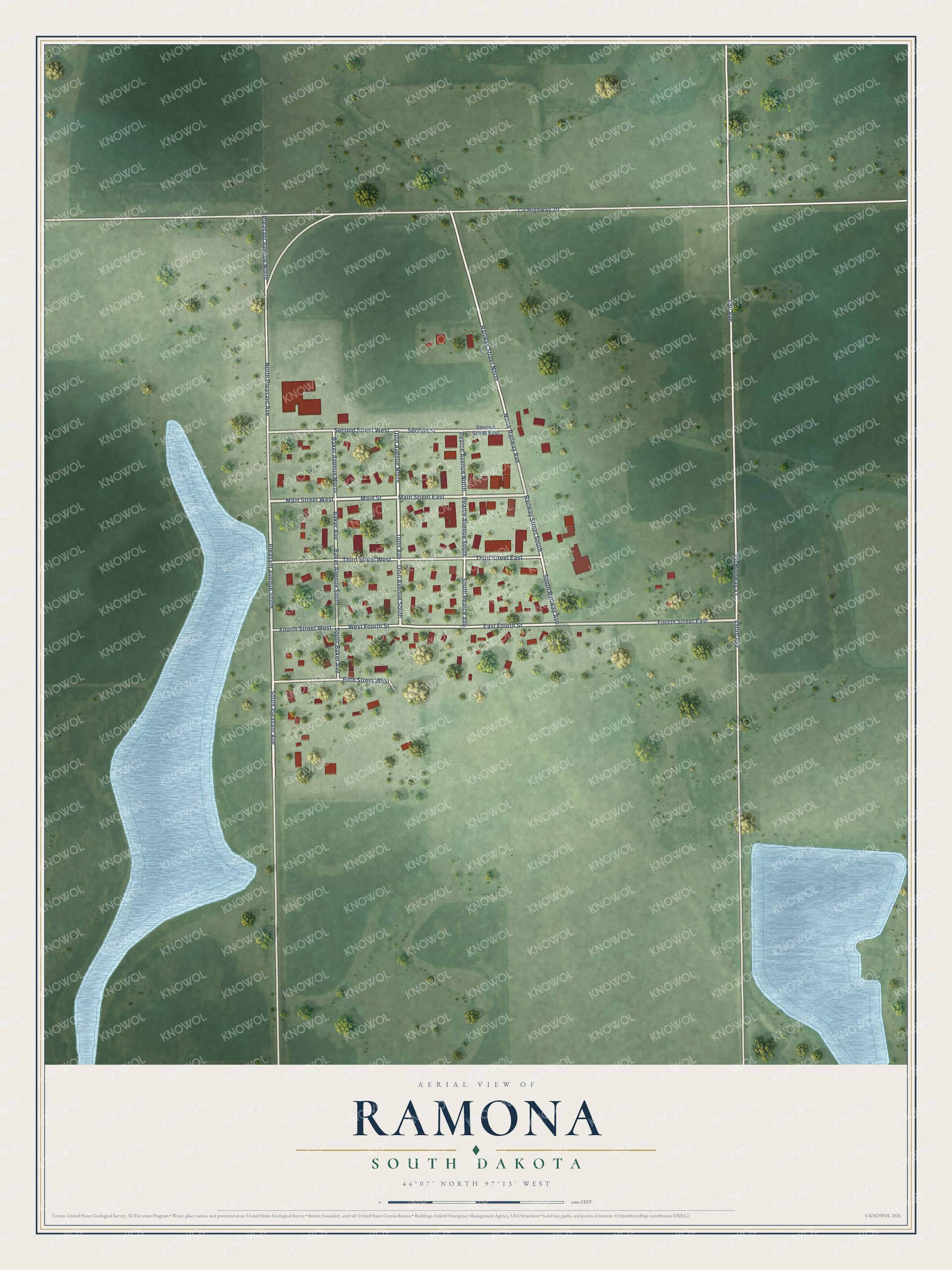Watermarked full-map preview of Ramona, South Dakota
