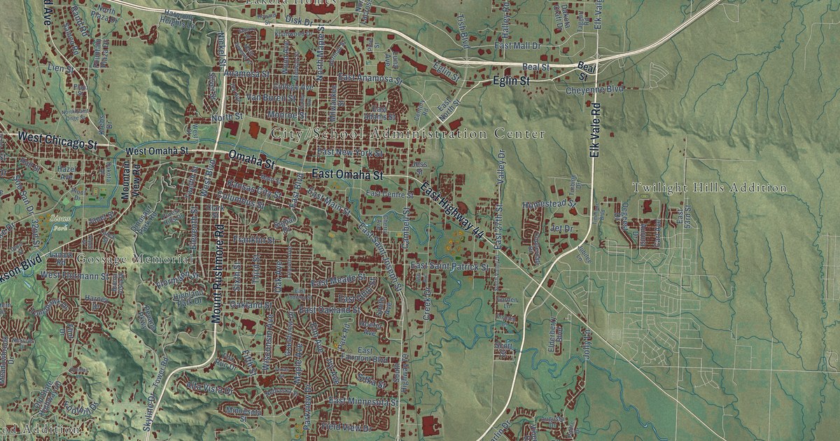 Map of Rapid City, South Dakota in 2026