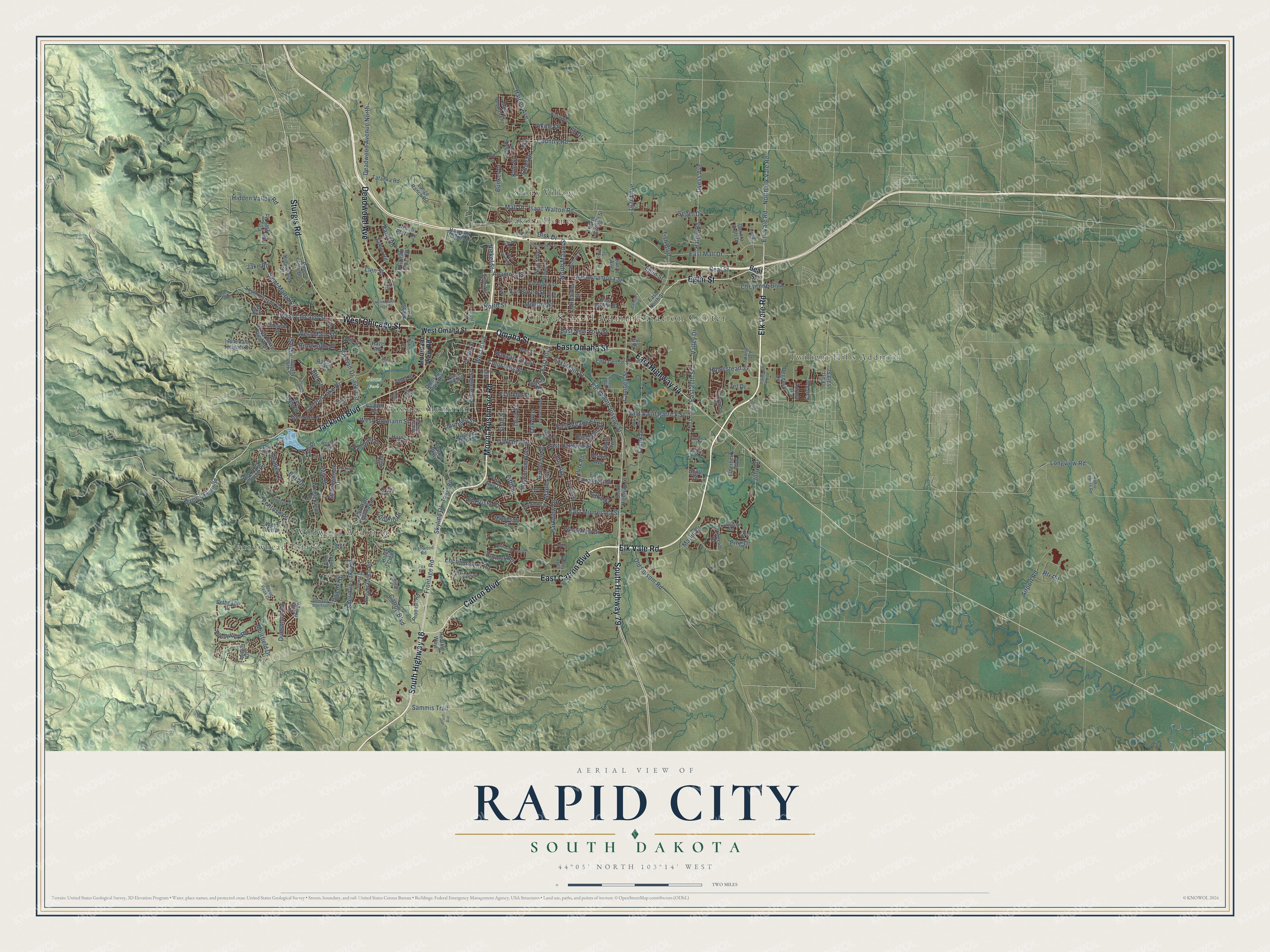 Watermarked full-map preview of Rapid City, South Dakota