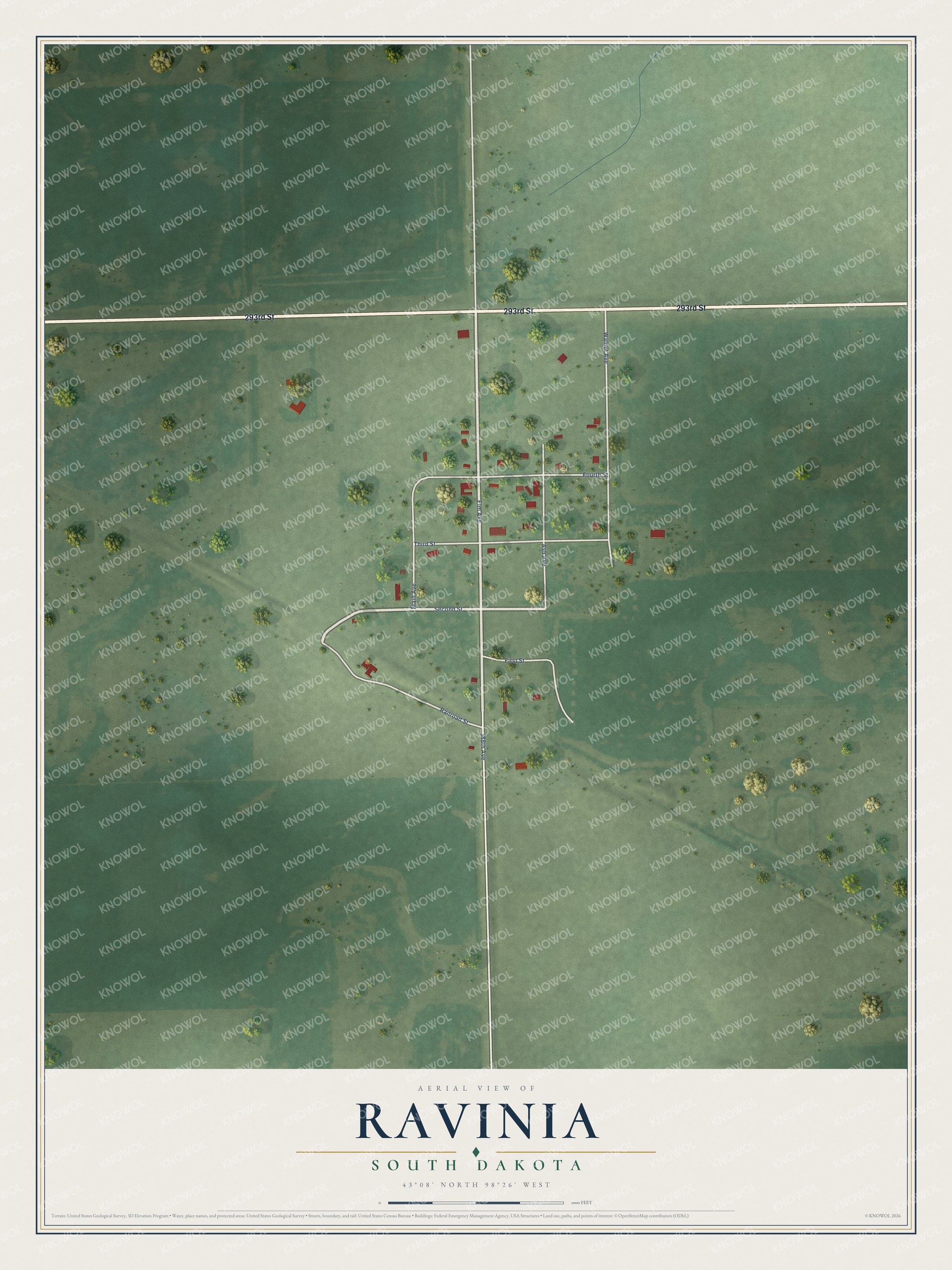 Watermarked full-map preview of Ravinia, South Dakota