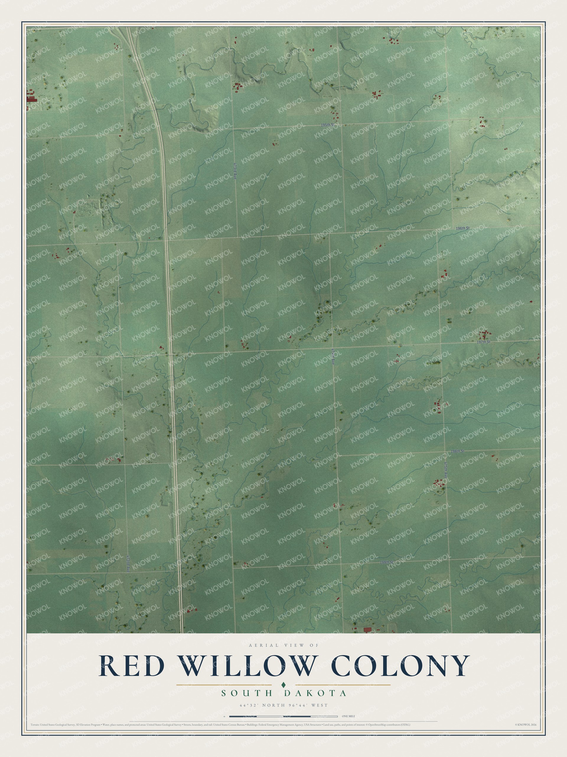 Watermarked full-map preview of Red Willow Colony, South Dakota