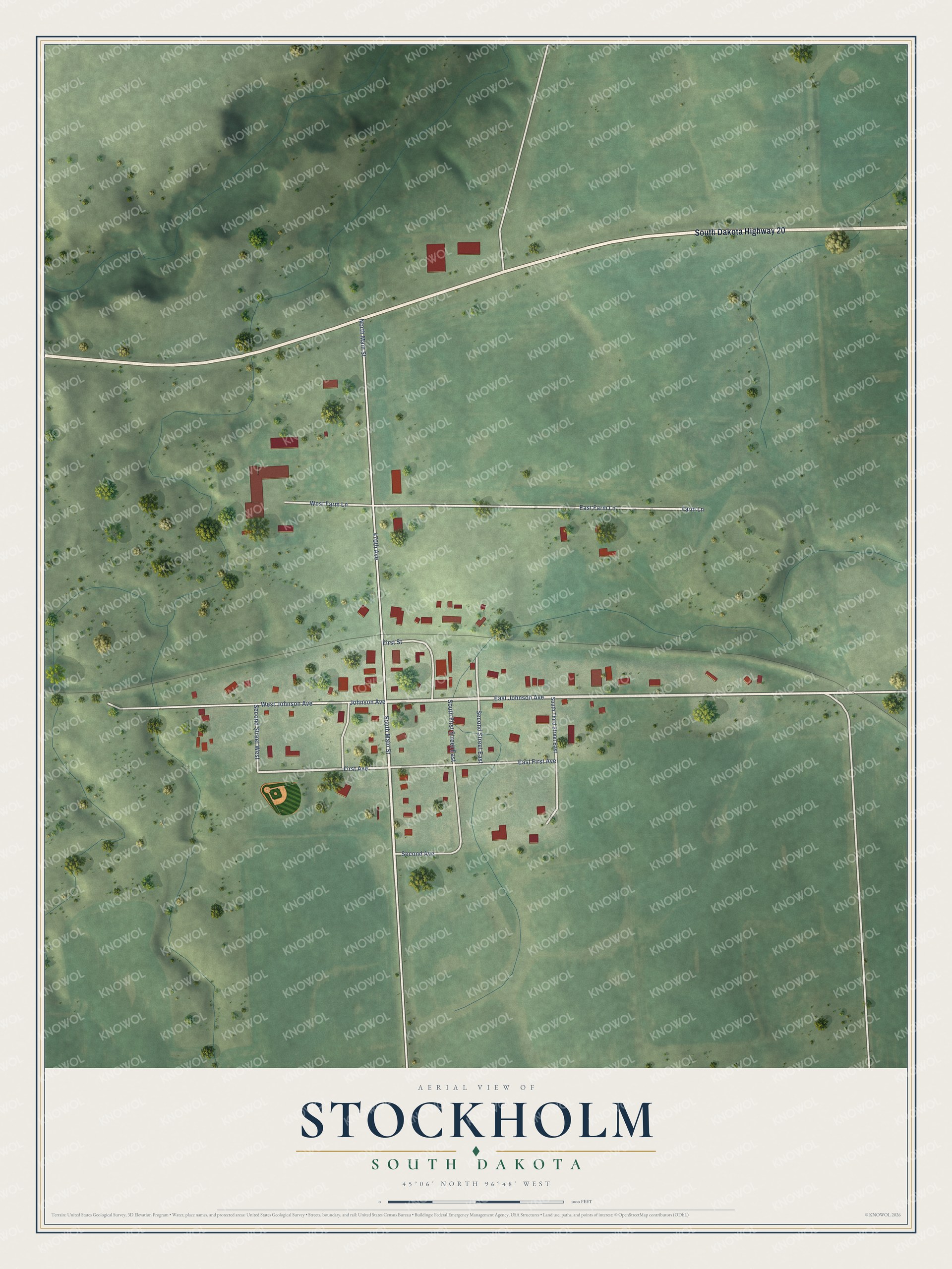 Watermarked full-map preview of Stockholm, South Dakota