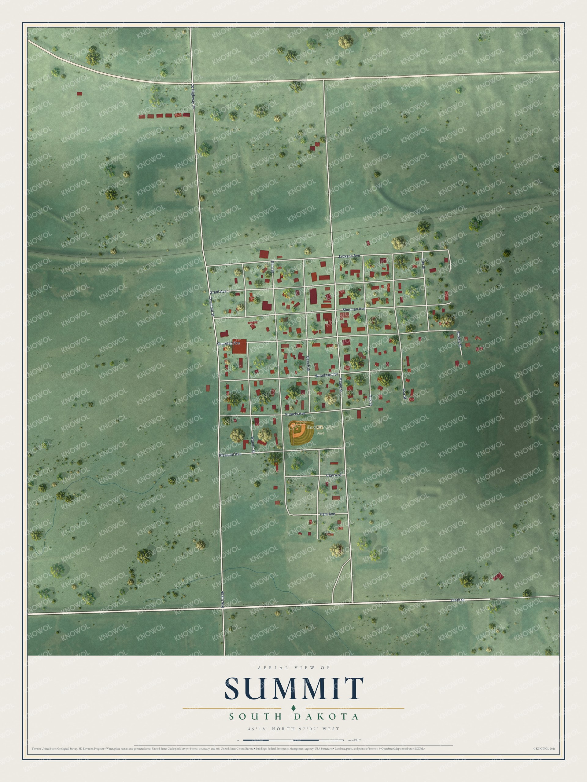 Watermarked full-map preview of Summit, South Dakota
