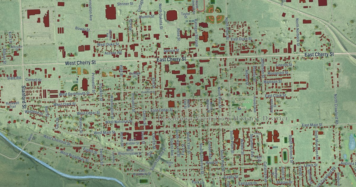Map of Vermillion, South Dakota in 2026