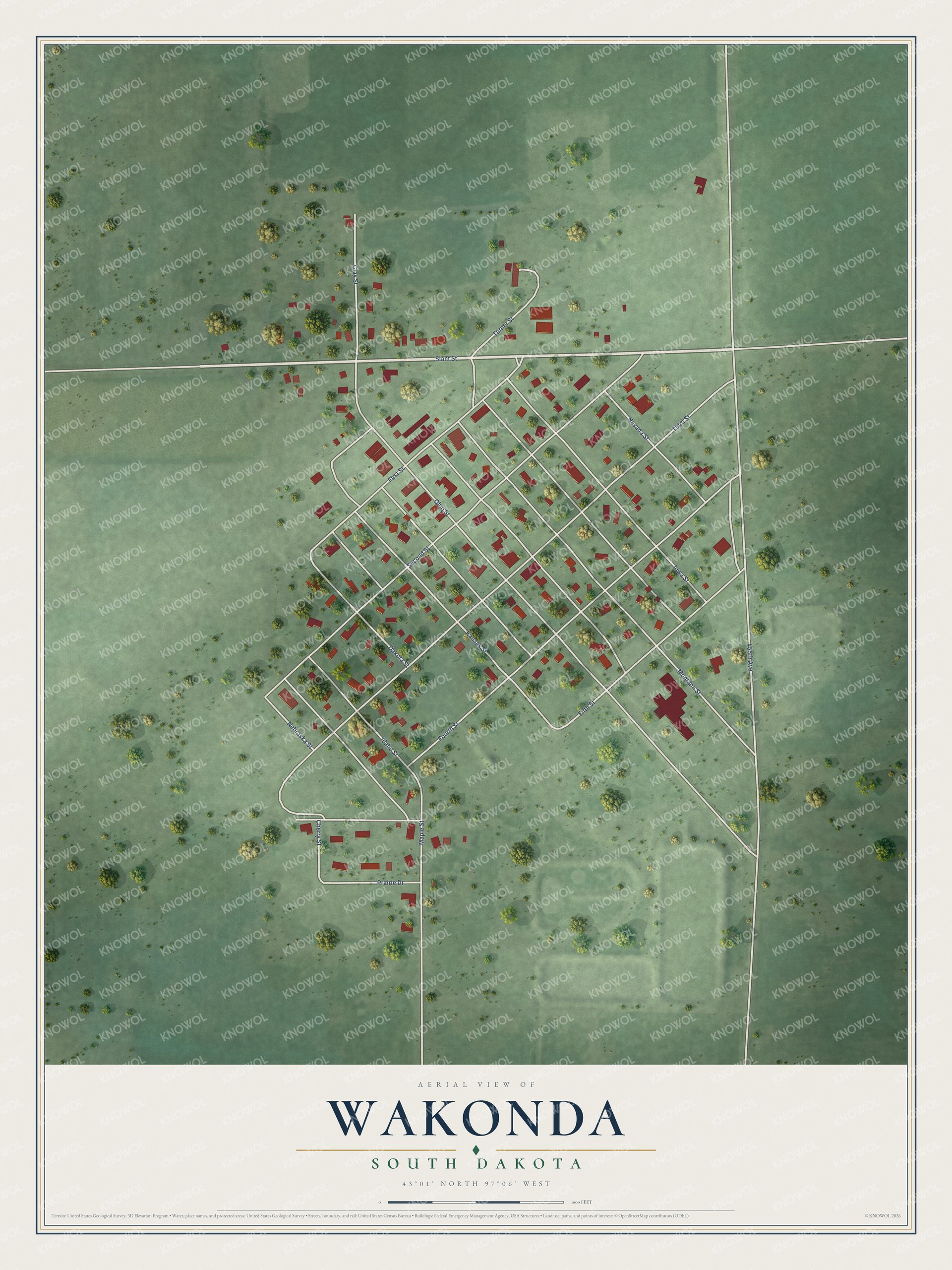 Watermarked full-map preview of Wakonda, South Dakota