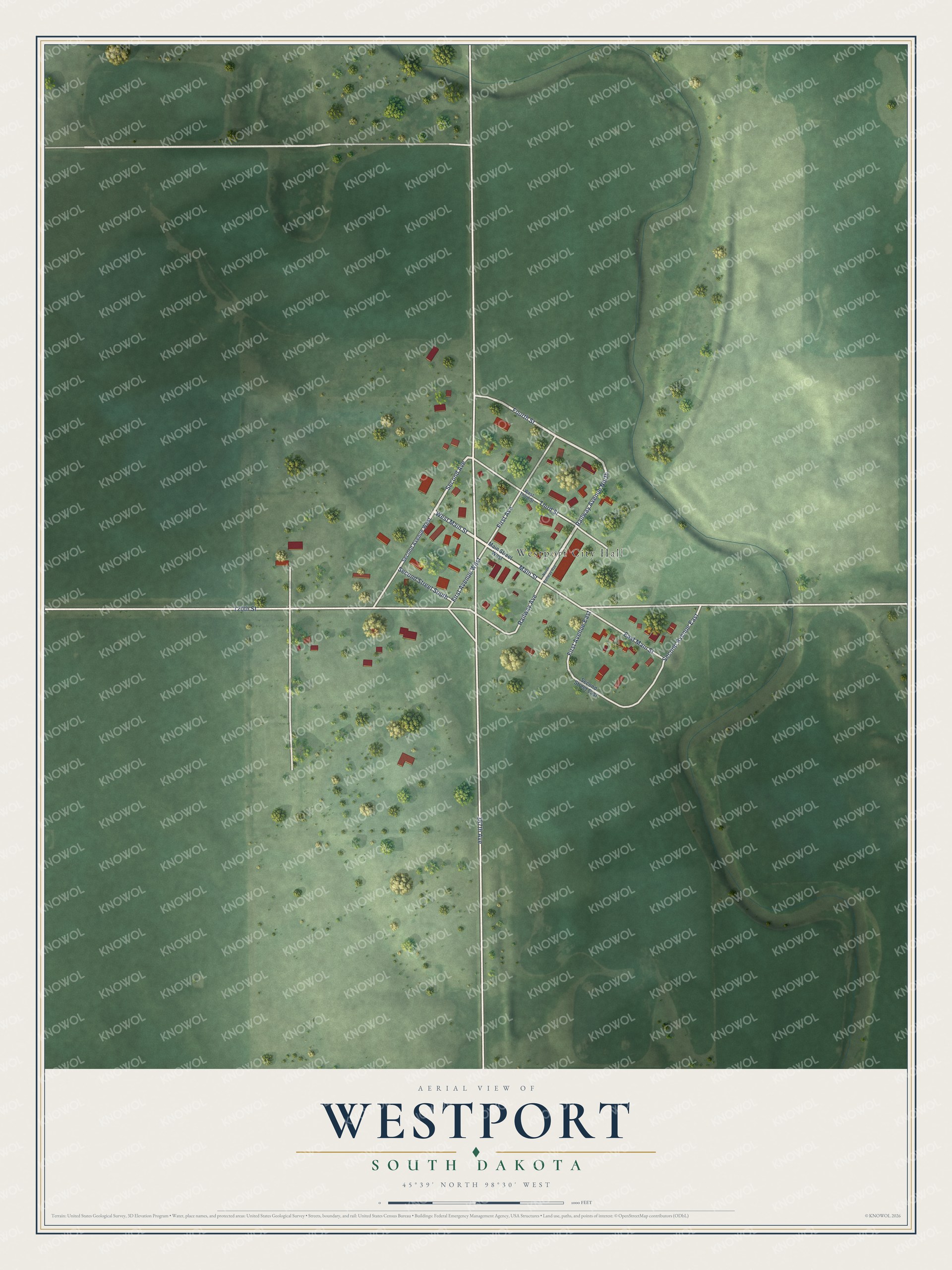 Watermarked full-map preview of Westport, South Dakota
