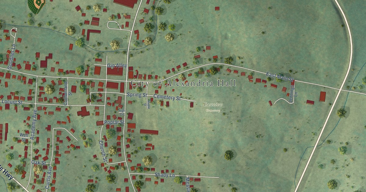 Map of Alexandria, Tennessee in 2026