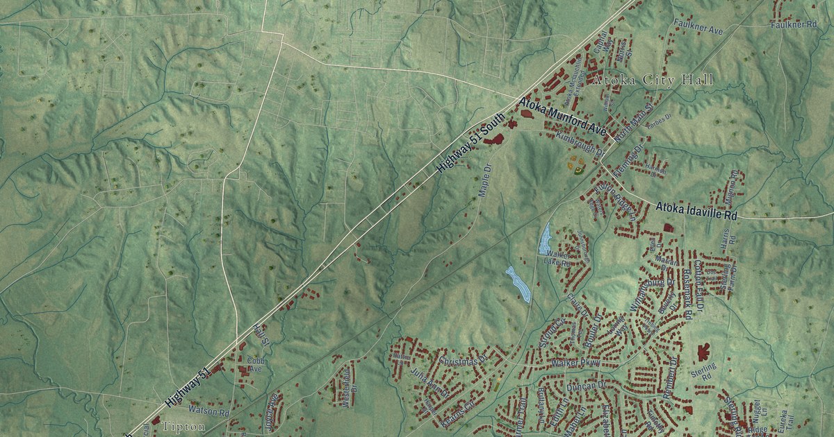 Map of Atoka, Tennessee in 2026