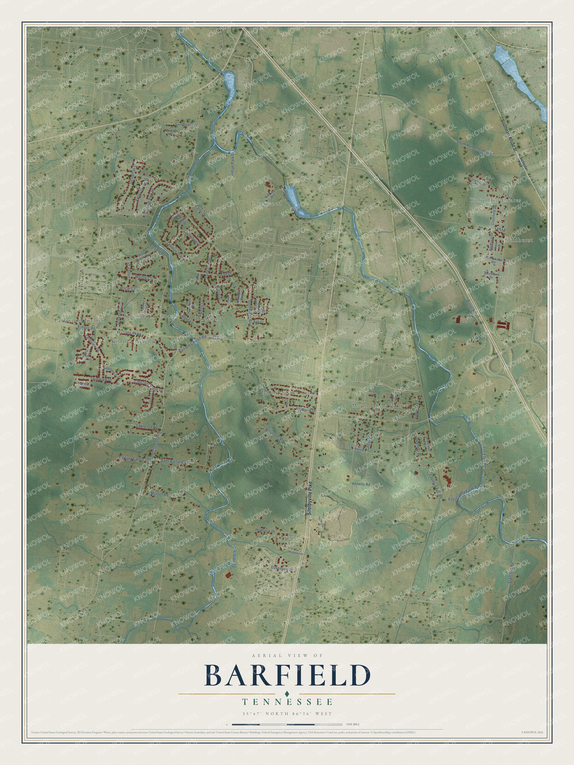 Watermarked full-map preview of Barfield, Tennessee