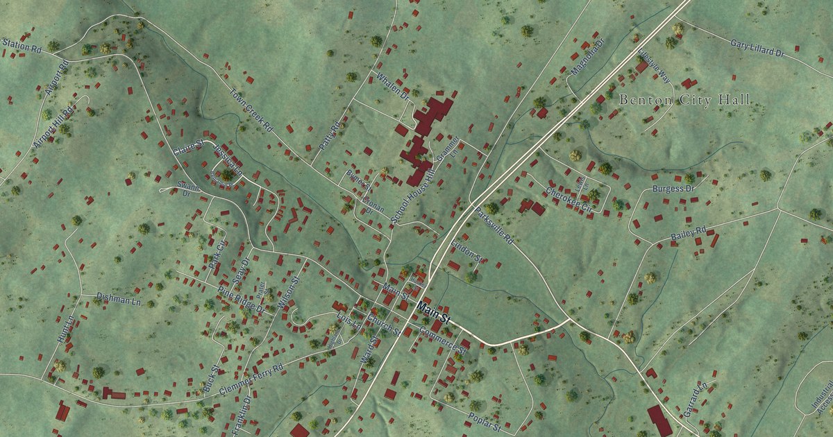 Map of Benton, Tennessee in 2026