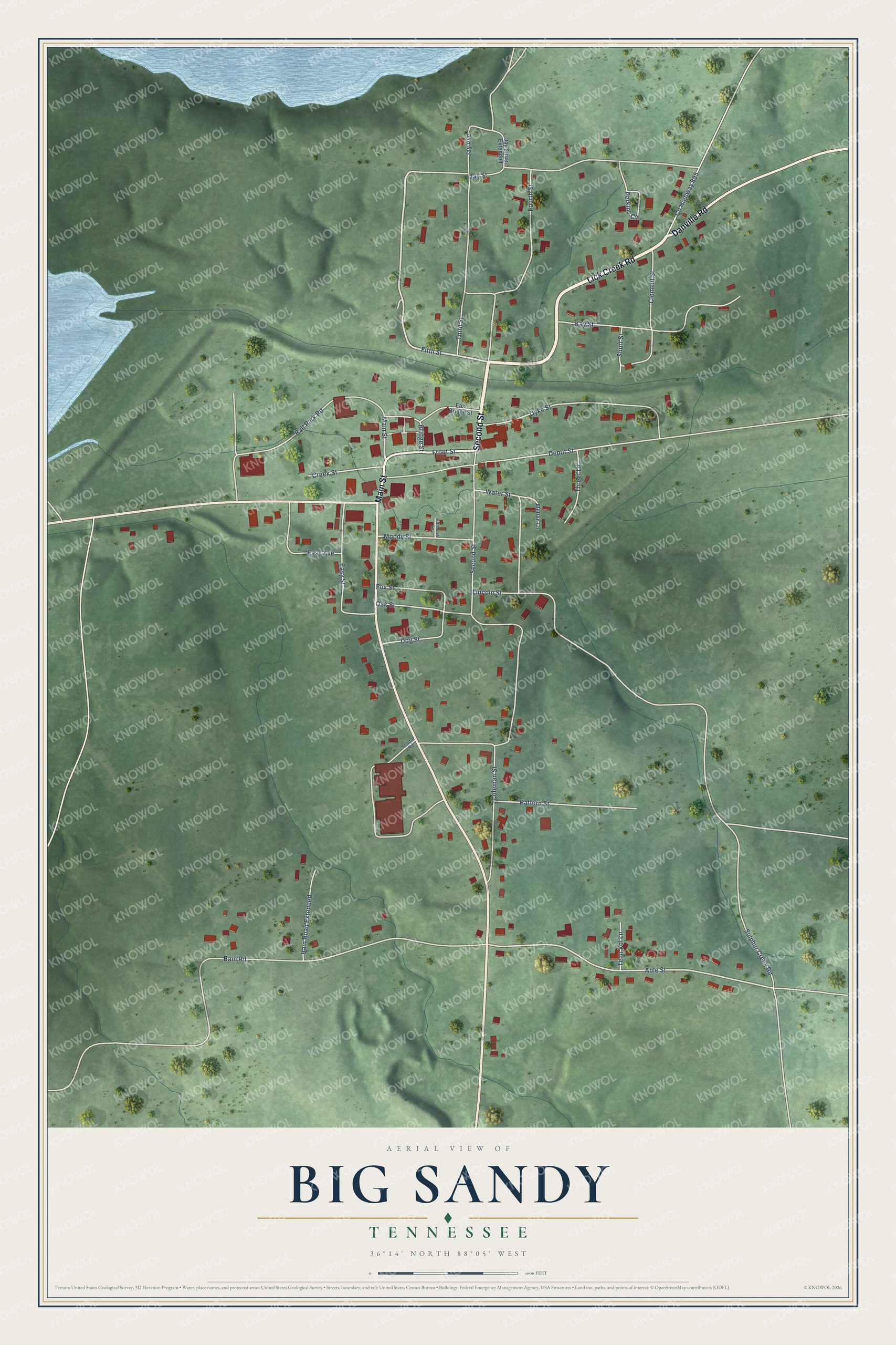 Watermarked full-map preview of Big Sandy, Tennessee