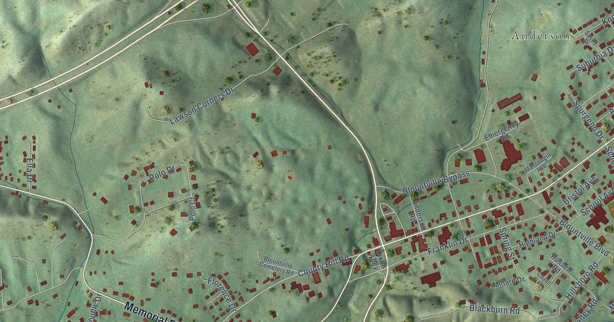 Map of Blountville, Tennessee in 2026