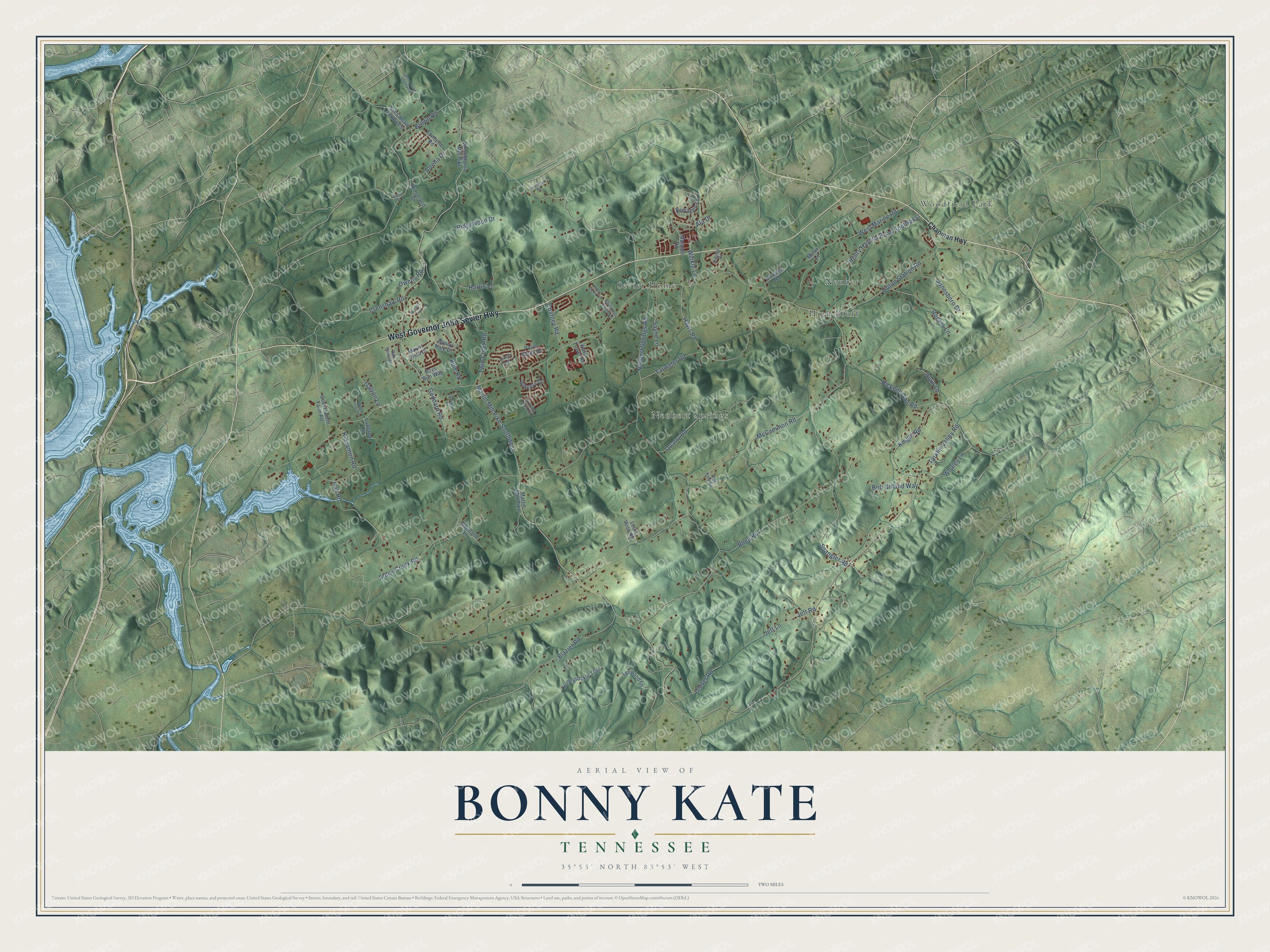 Watermarked full-map preview of Bonny Kate, Tennessee