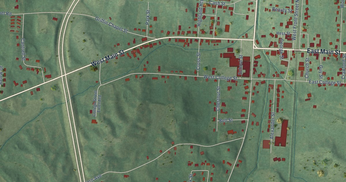 Map of Bradford, Tennessee in 2026