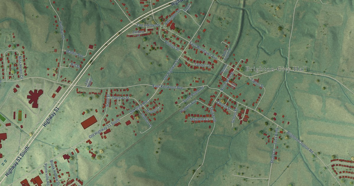 Map of Brighton, Tennessee in 2026