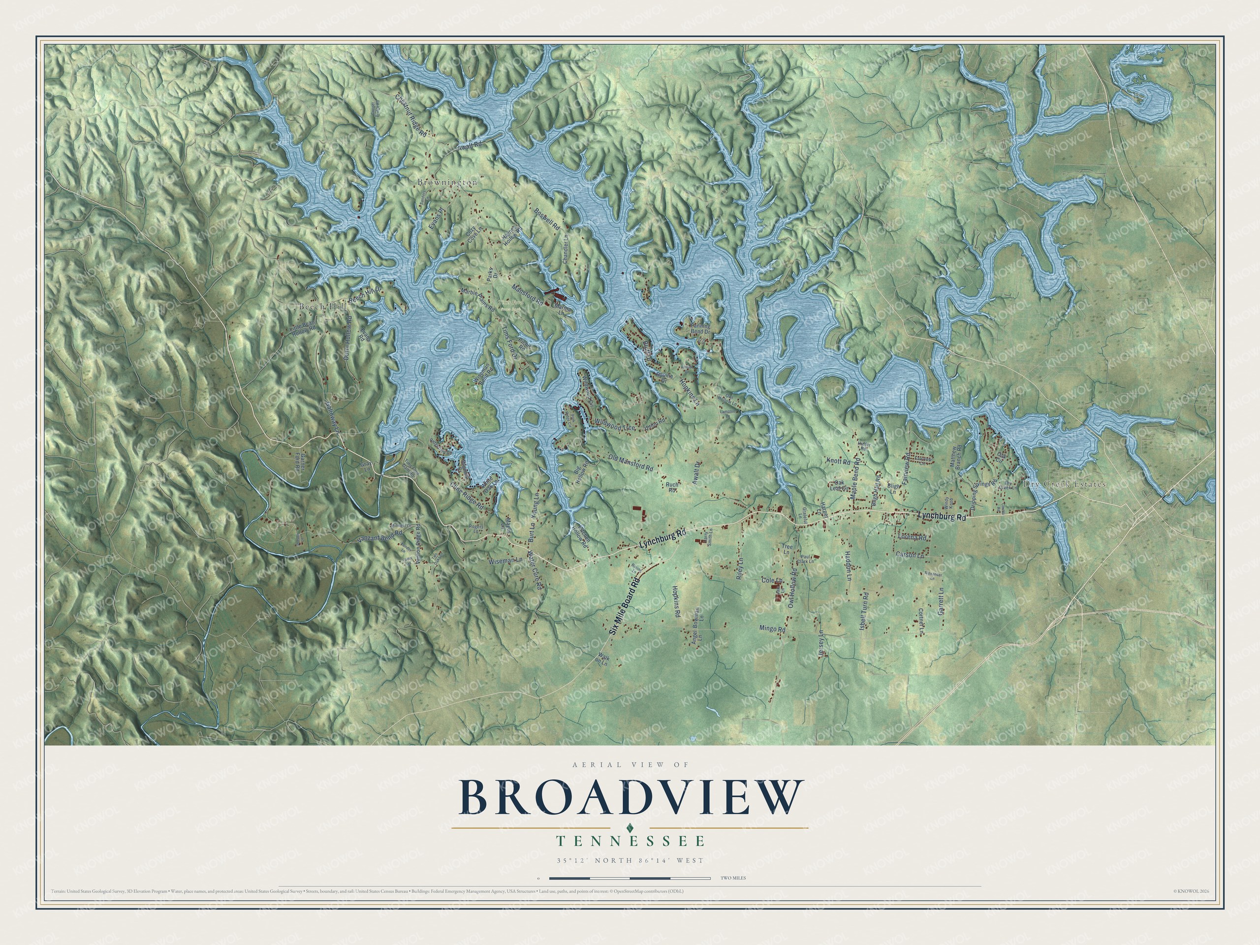 Watermarked full-map preview of Broadview, Tennessee