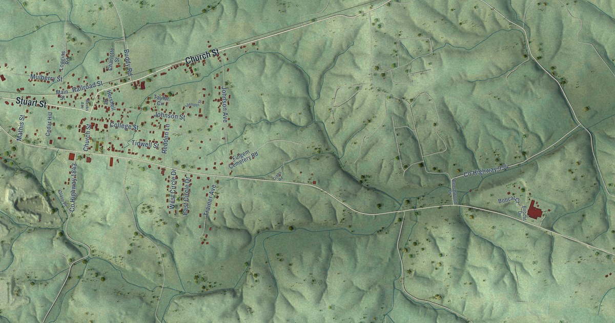 Map of Burns, Tennessee in 2026