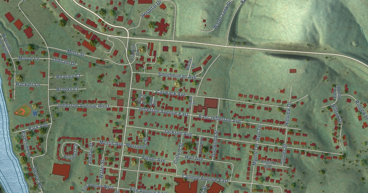 Map of Carthage, Tennessee in 2026