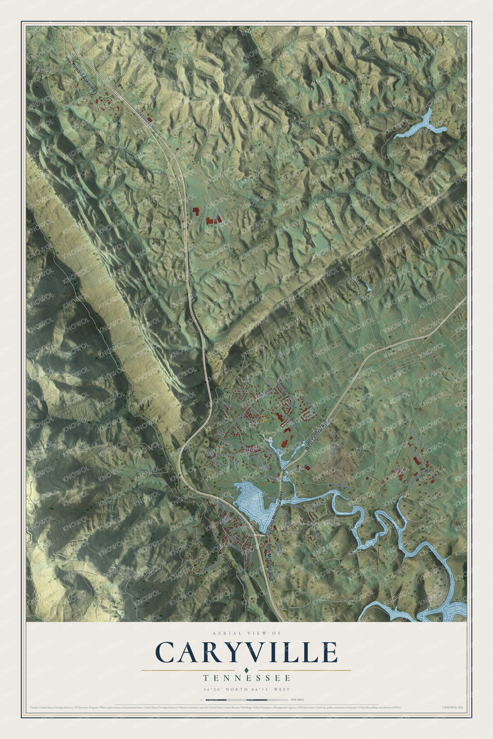 Watermarked full-map preview of Caryville, Tennessee