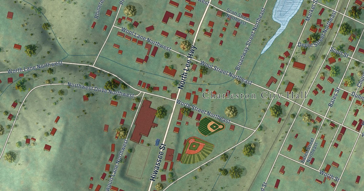 Map of Charleston, Tennessee in 2026