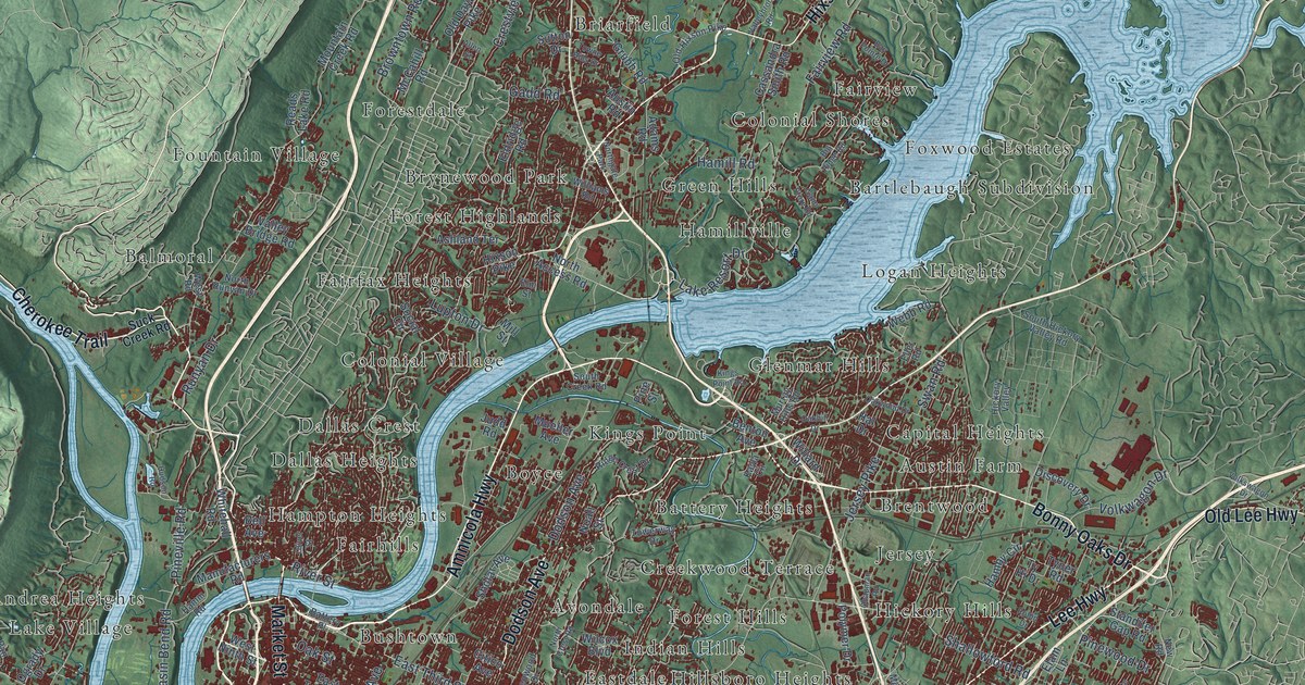 Map of Chattanooga, Tennessee in 2026