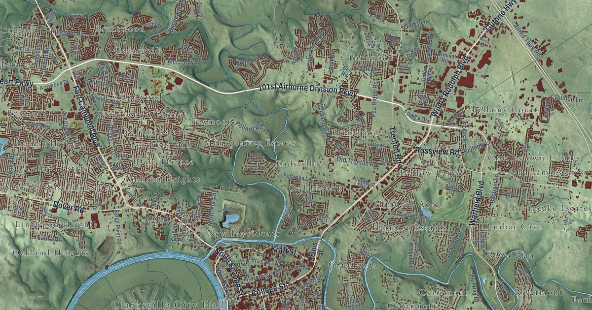 Map of Clarksville, Tennessee in 2026
