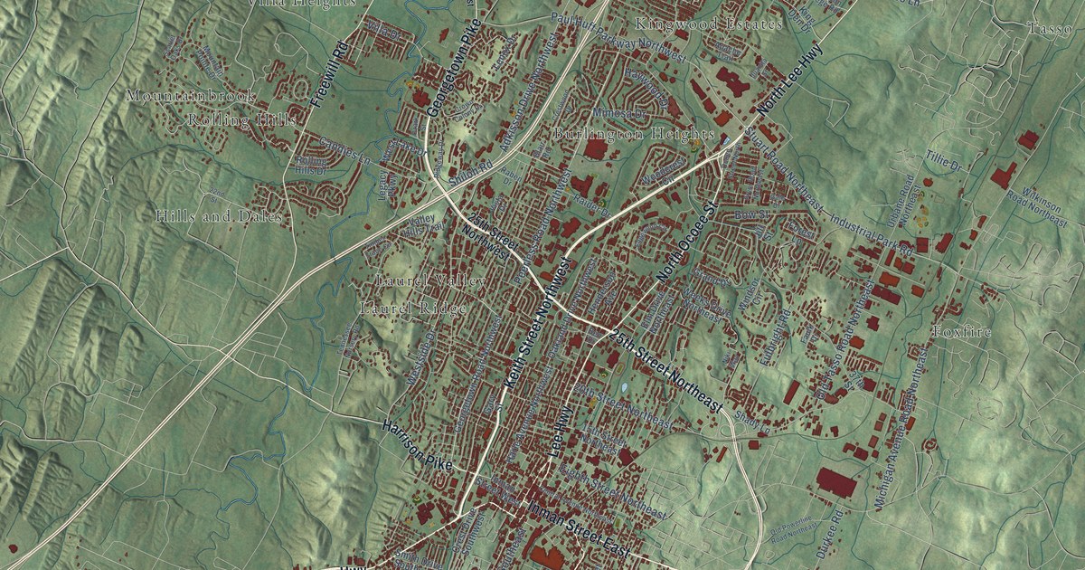 Map of Cleveland, Tennessee in 2026