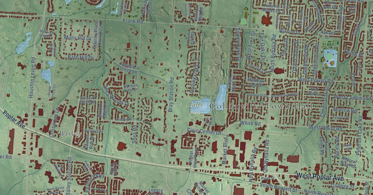 Map of Collierville, Tennessee in 2026