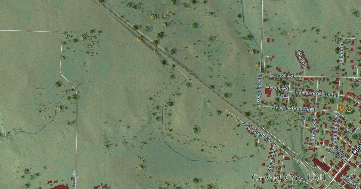 Map of Cowan, Tennessee in 2026