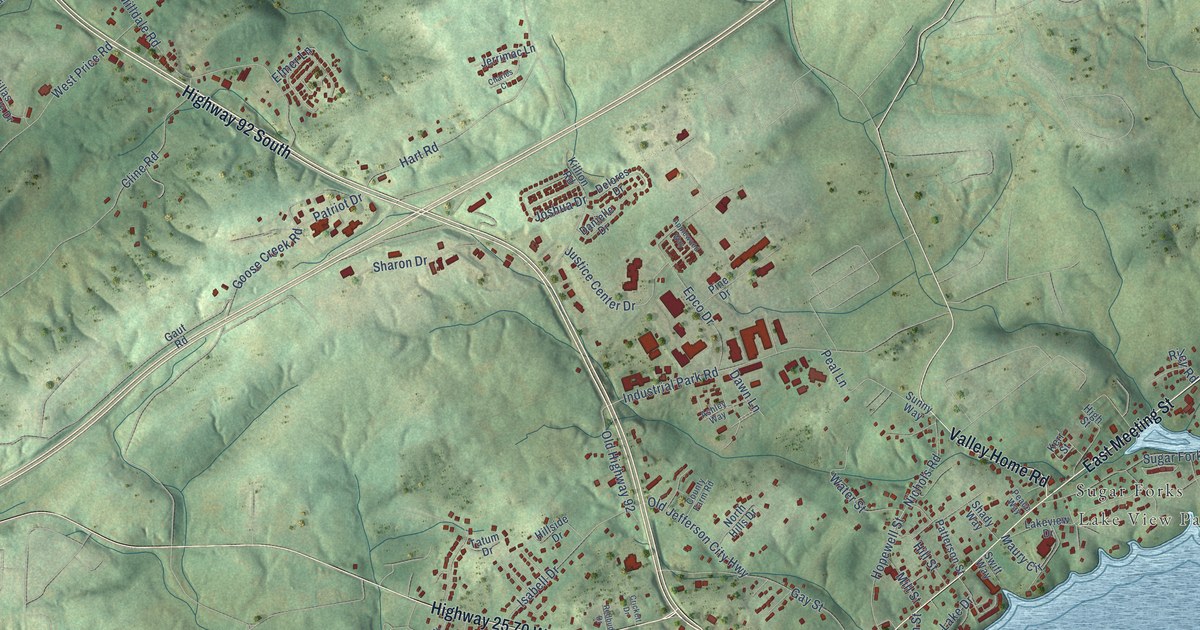 Map of Dandridge, Tennessee in 2026