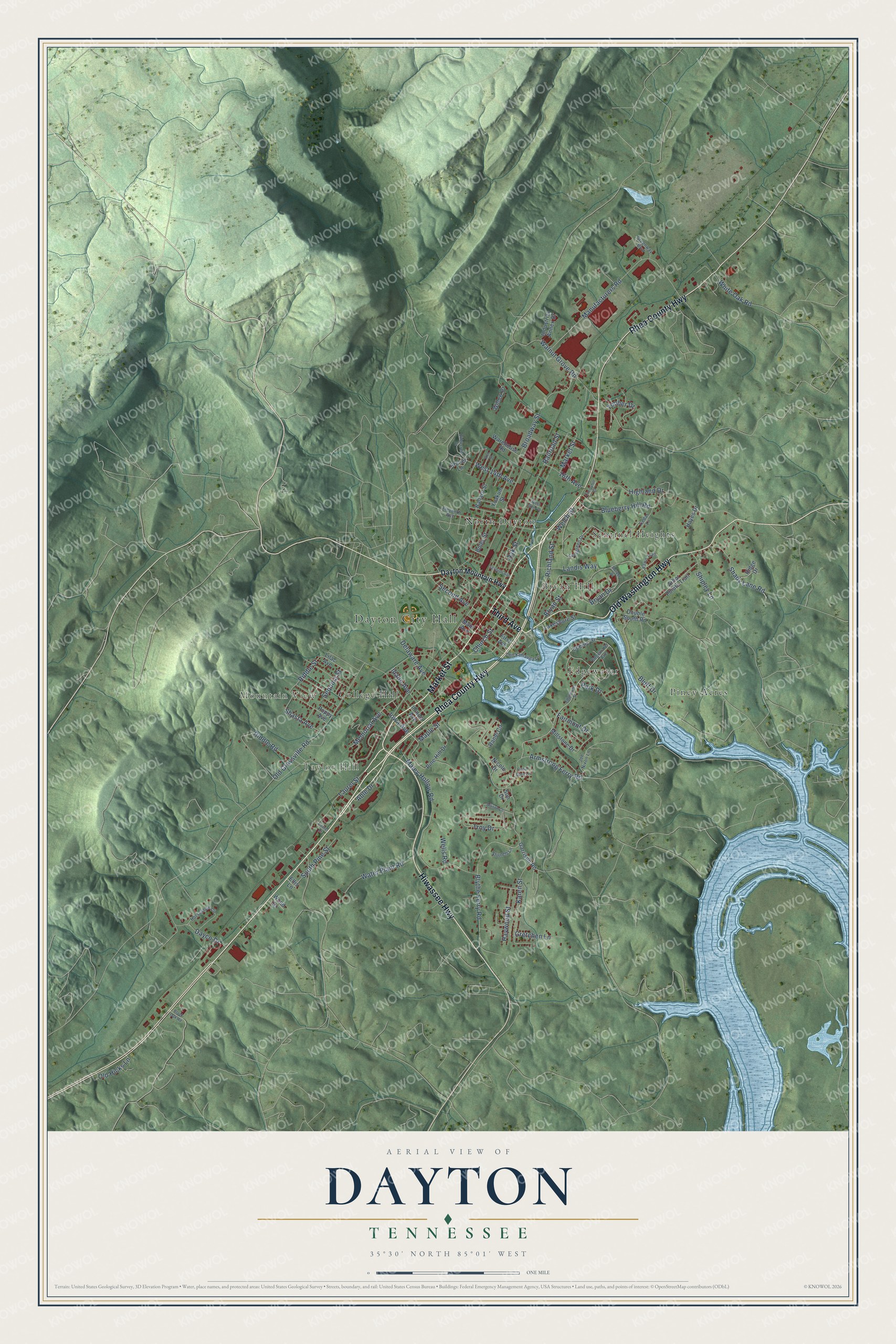 Watermarked full-map preview of Dayton, Tennessee