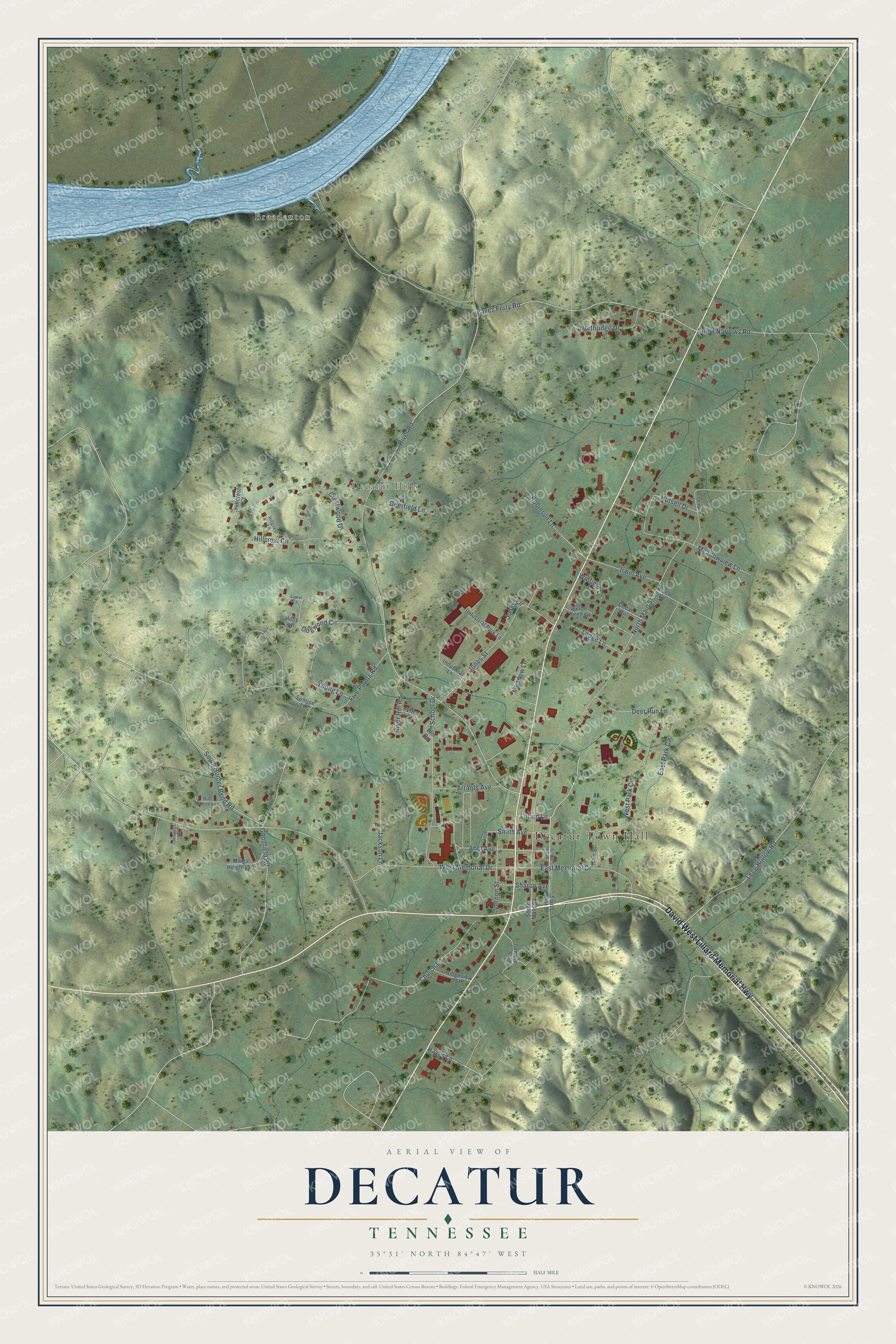 Watermarked full-map preview of Decatur, Tennessee