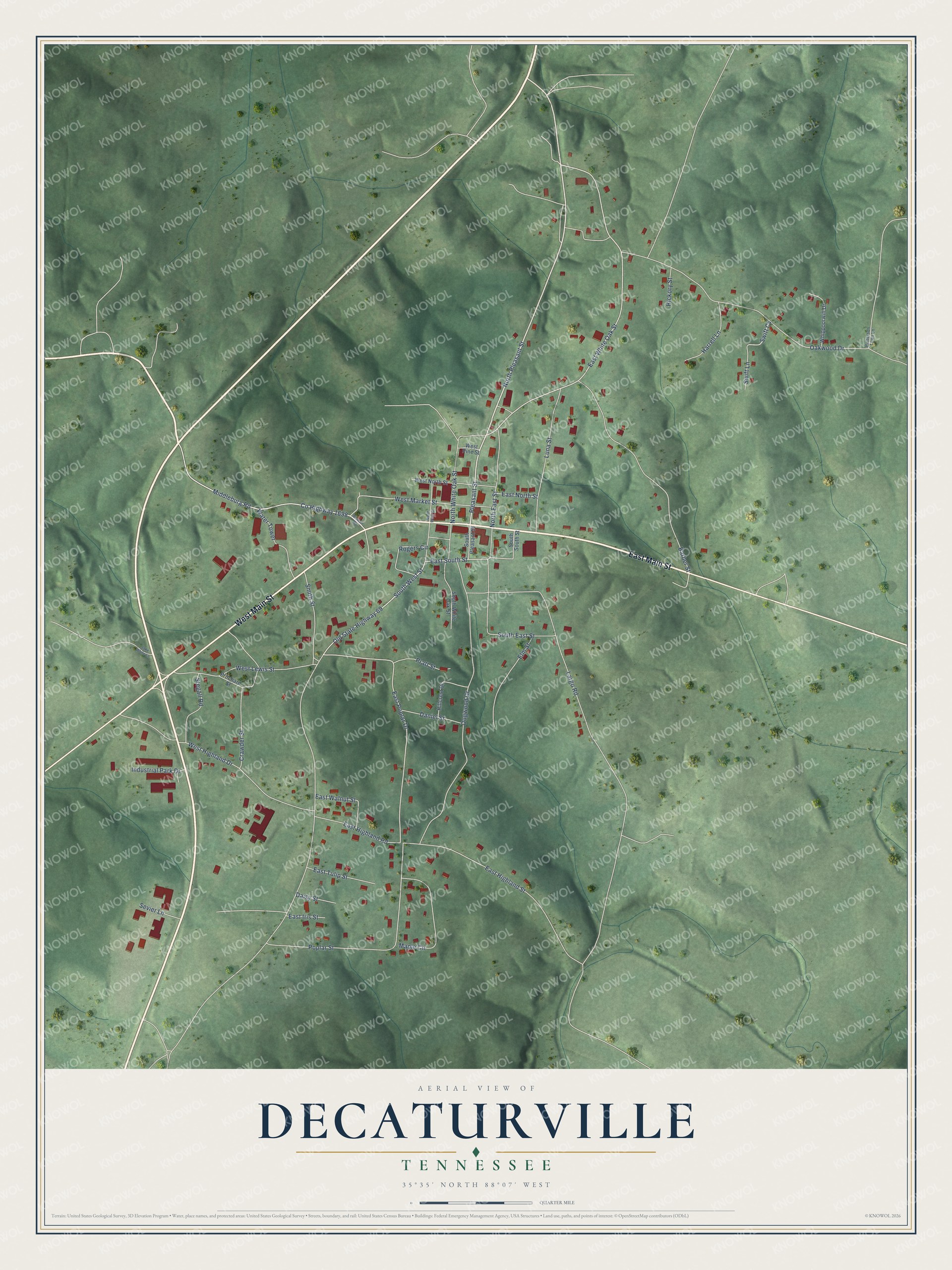 Watermarked full-map preview of Decaturville, Tennessee