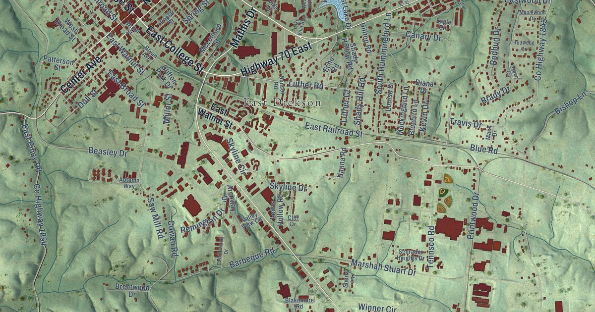 Map of Dickson, Tennessee in 2026