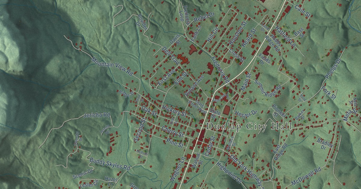 Map of Dunlap, Tennessee in 2026