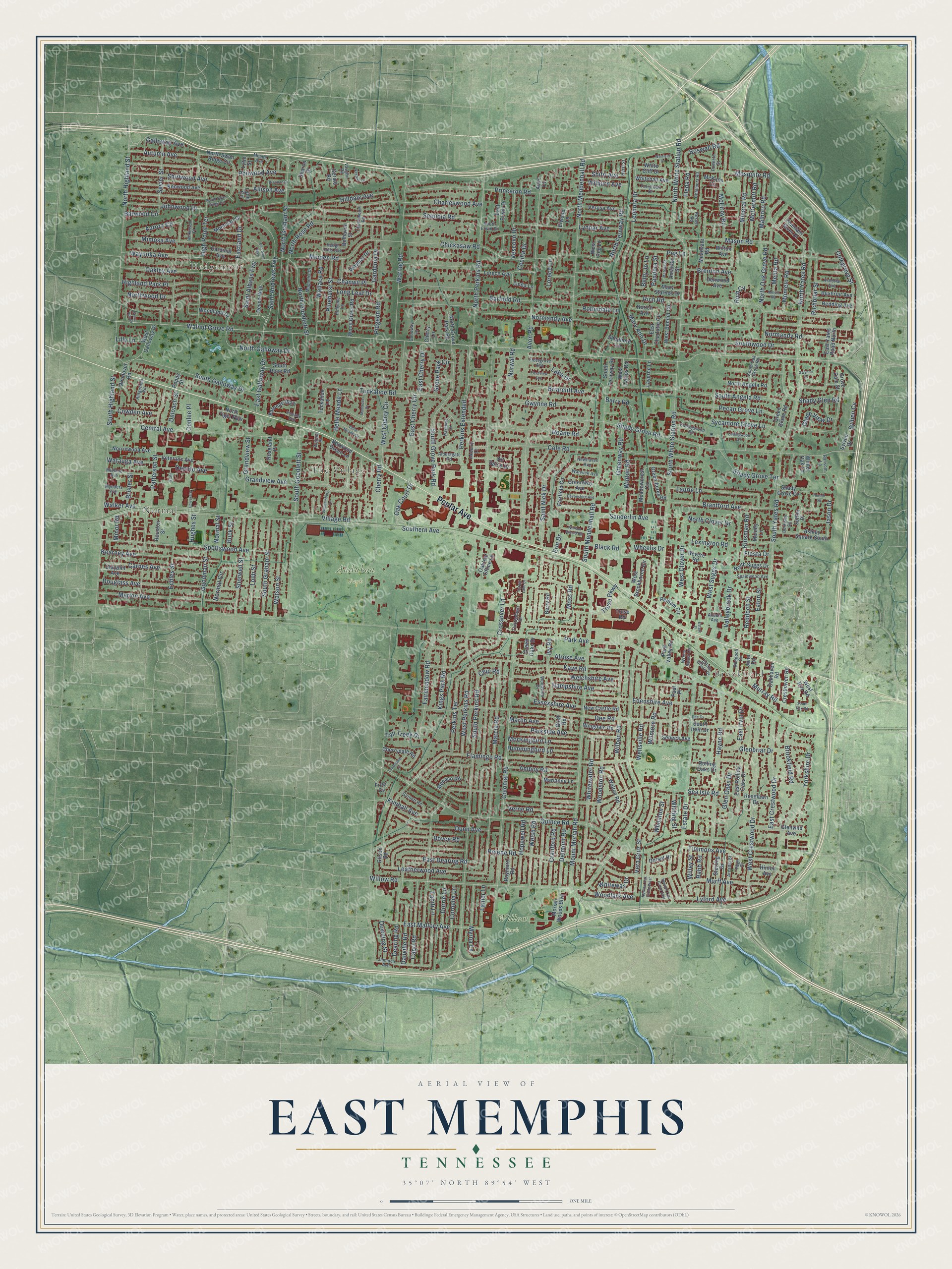 Watermarked full-map preview of East Memphis, Tennessee